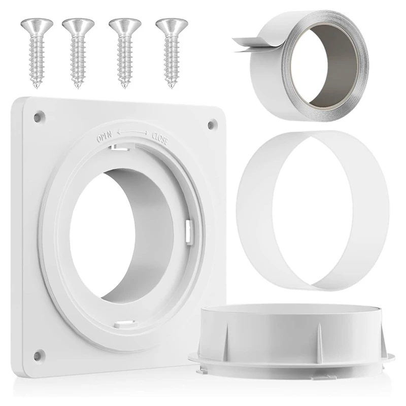 Conector de ventilación de secador, Kit de ventilación de manguera de secador con bloqueo de giro, conexión y desconexión rápida, placa de pared que se adapta a conductos de 4 pulgadas