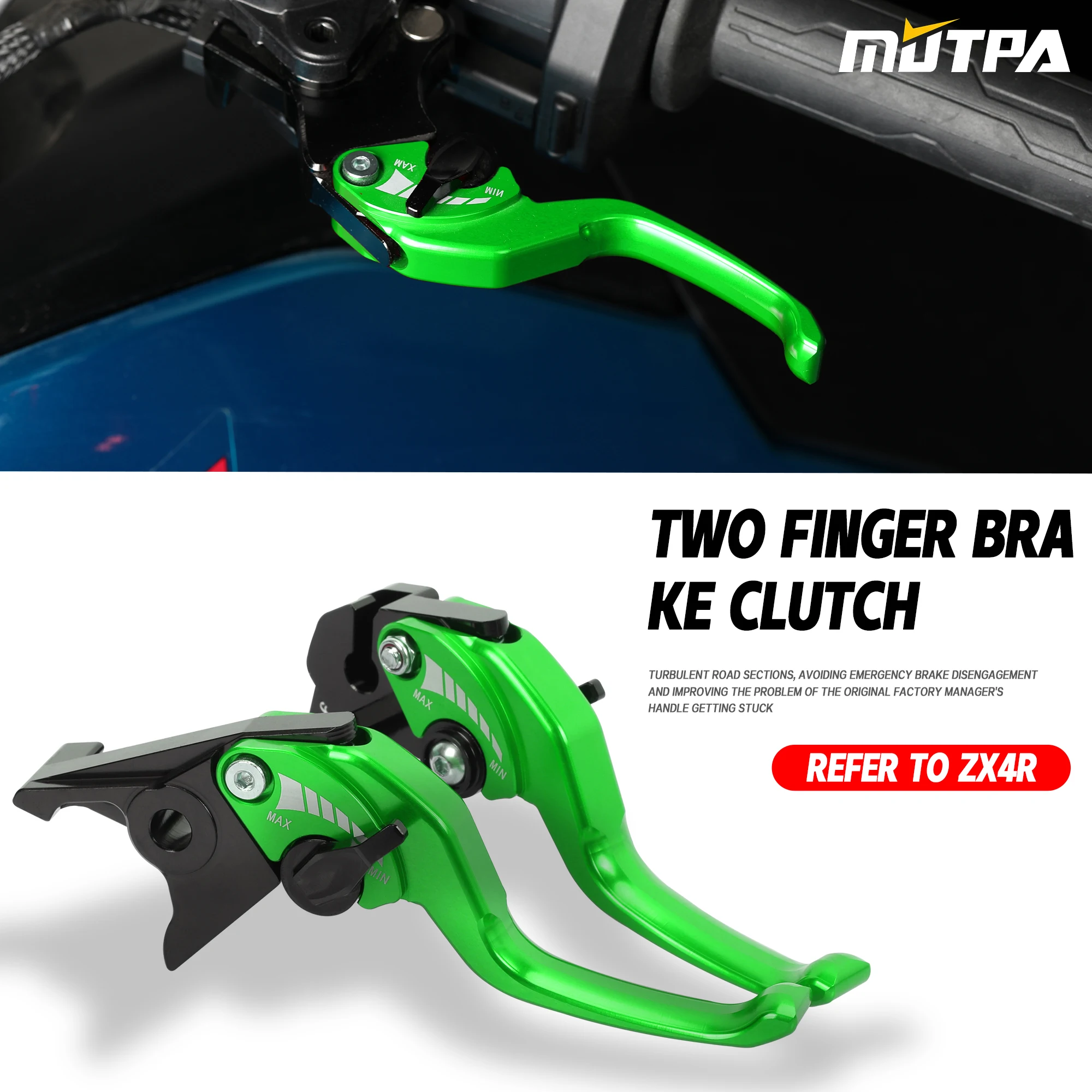 For Kawasaki ZX4R ZX4RR ZX25R Short Brake Lever Motorcycle ZX-4R CNC Aluminium Adjustable 2Finger Short Brake Clutch Lever Set