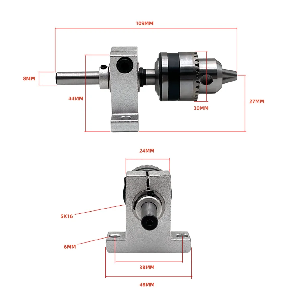 DIY Lathe Movable Thimble Non-Powered Collet Tailstock Homemade Mini Lathe Accessories 0.8-8MM B10 Rotation Clamp Set