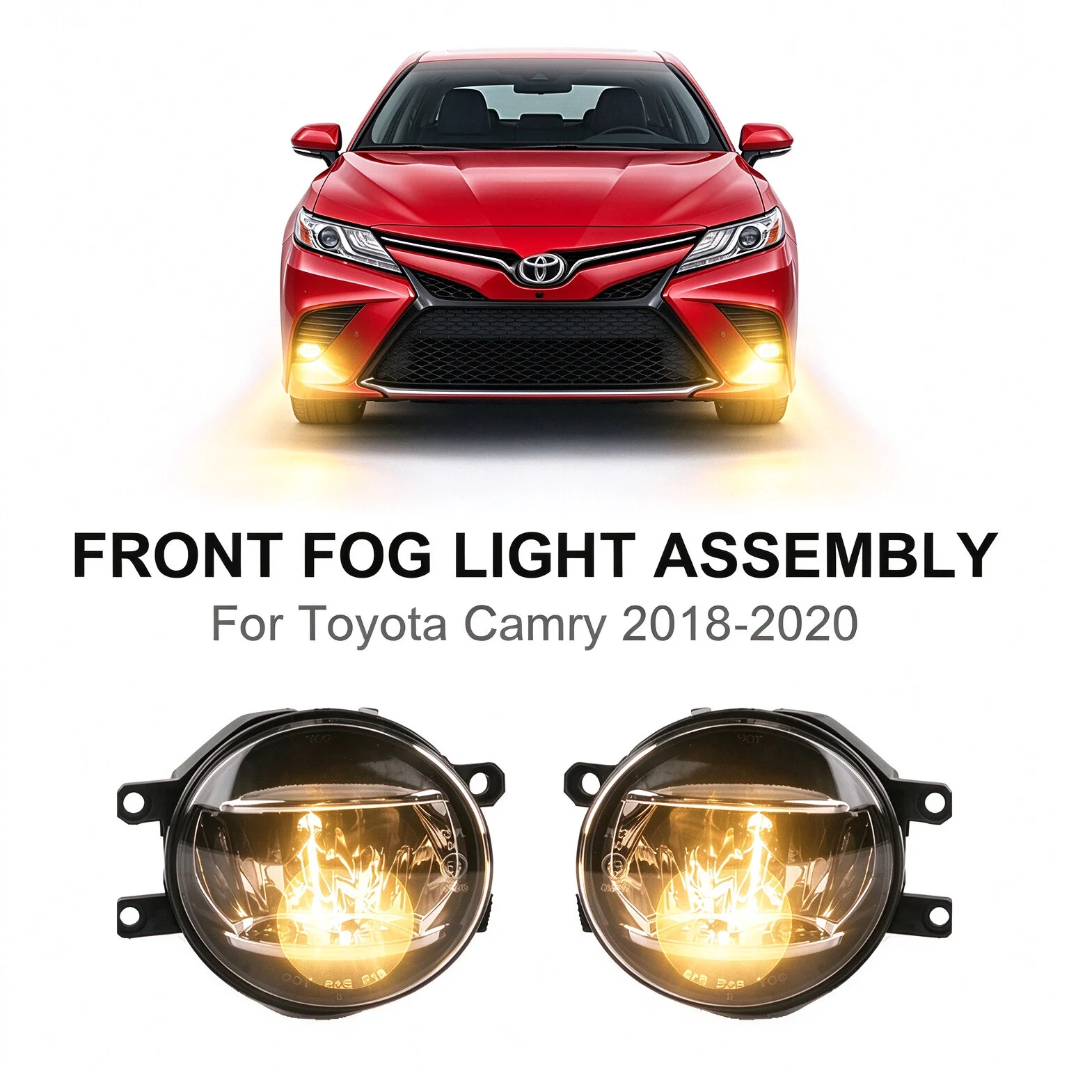 Fog Light Kit for Toyota Camry 2018-2020, Front Bumper Driving Lamp Pair with Black Bezels, Switch, Wiring & Relay