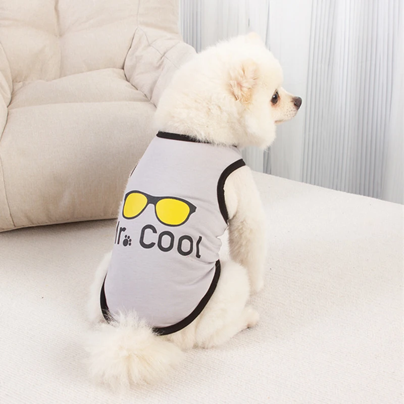 Vêtements d'été en coton pour animaux de compagnie, pour chiot, avec lettres imprimées, pour petits chiens, Chihuahua, Pinscher, Yorkshire