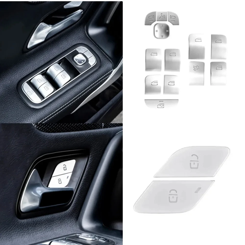 

For Mercedes Benz A B GLA GLB CLA Class W177 W247 H247 X247 Car Inner Door UnLock Button/Window Glass Lift Button Trim Stickers