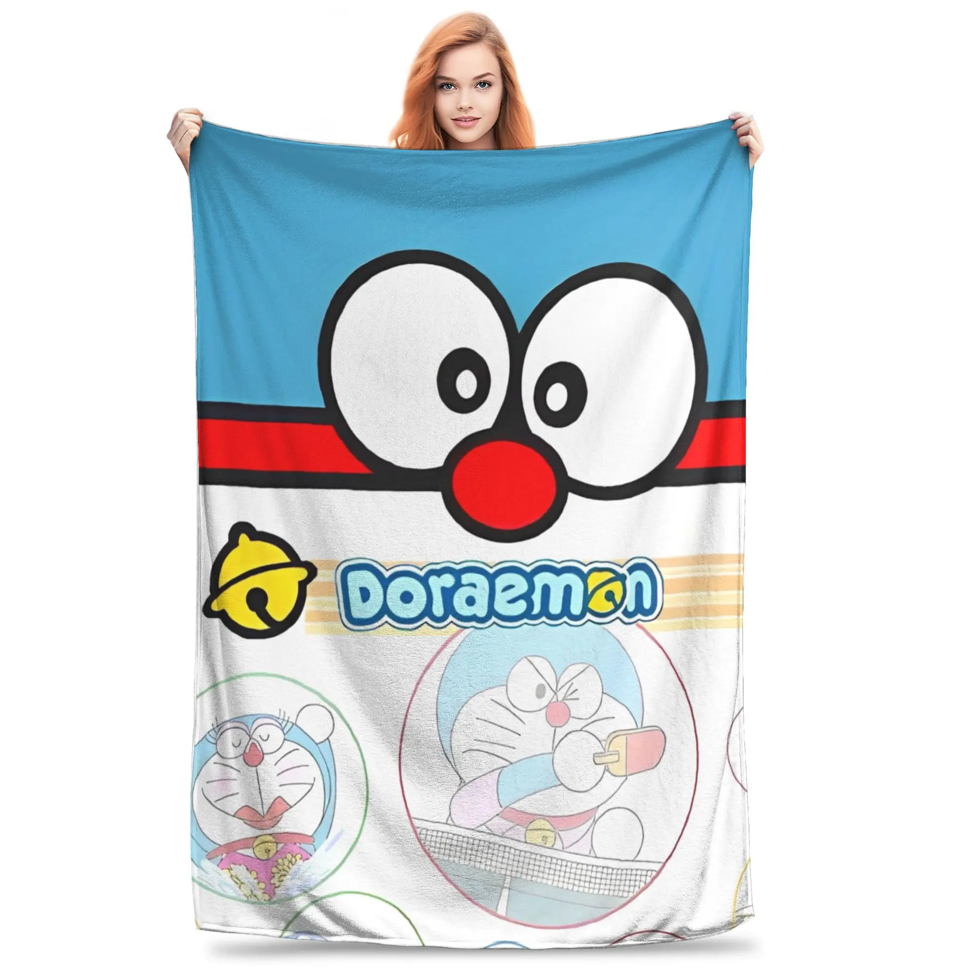 

D-Doraemons Blanket Cover Kawaii Cartoon Fleece Throw Blanket Home Couch Personalised Lightweight Bedspreads,