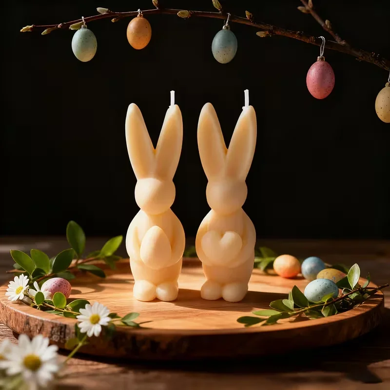 2 Stück Osterpaar-Kaninchen-Silikonformen, leicht zu lösende, wiederverwendbare Bastelformen für Kerzen, Epoxidharz, Ostergeschenke und Frühling zu Hause