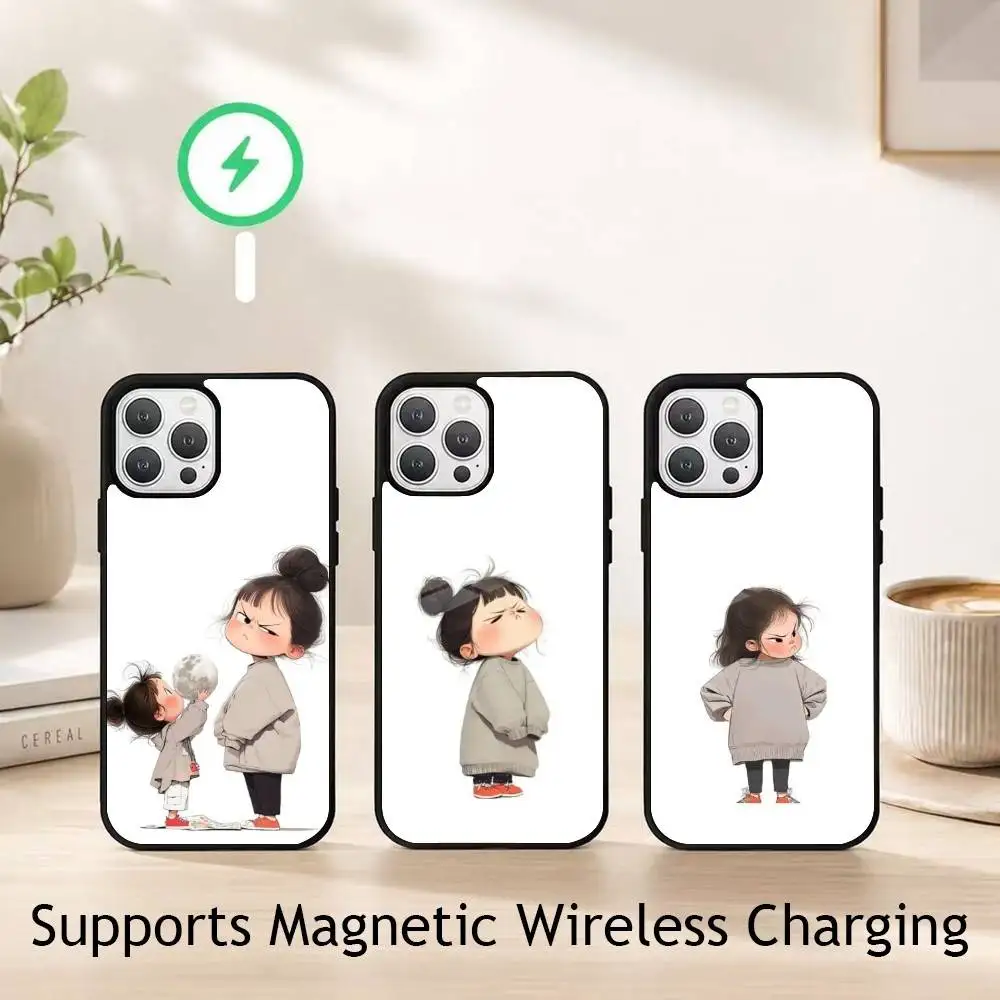 Cute Angry Little G-Girl gift Phone Case For iPhone18,17,16,15,14,13,12,11 Plus,Pro Supports Magnetic Wireless Charging