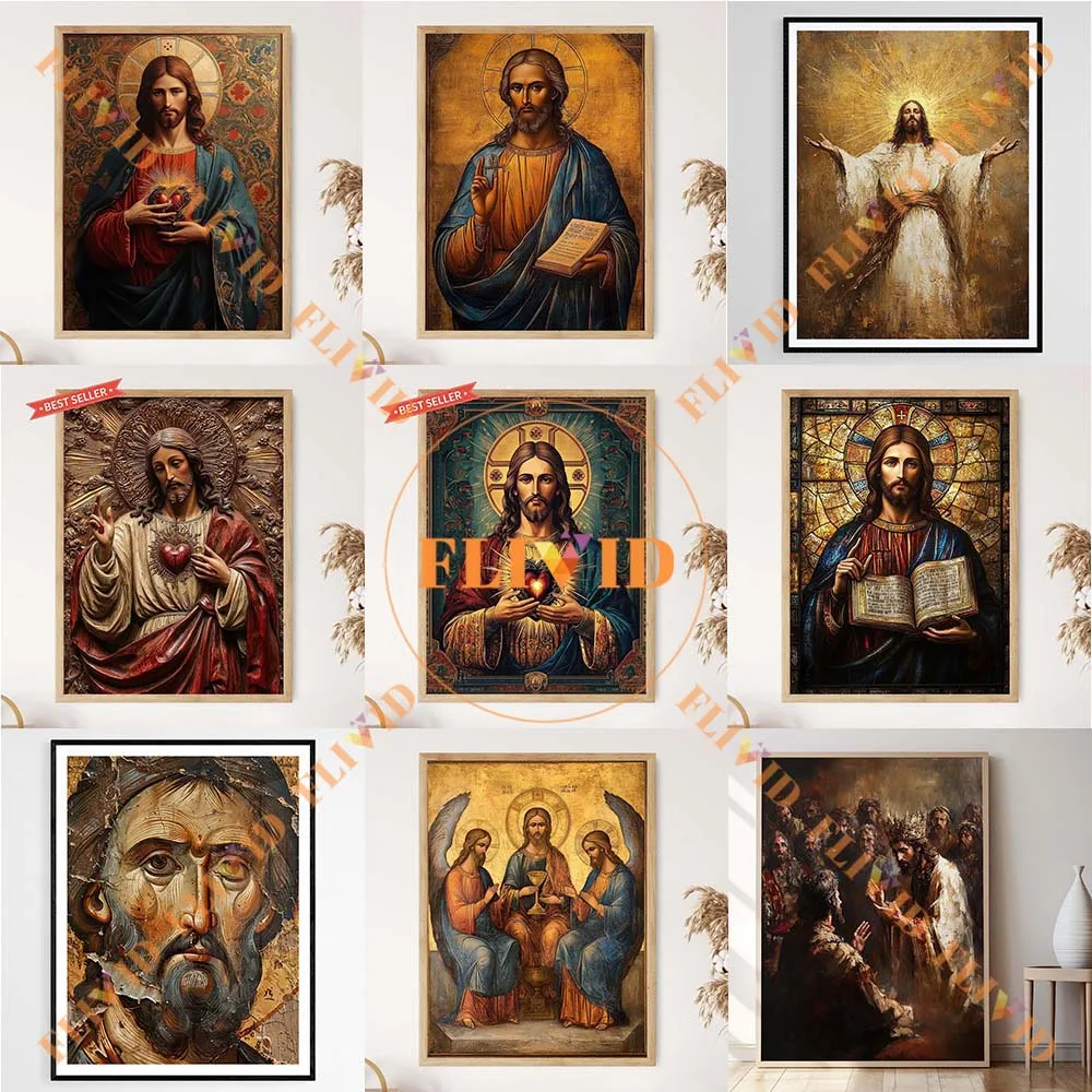 Religion Jesus Christianity Poster Catholicism Wall Pictures For Church Room Decor Wall Art Canvas Painting Posters Unframed