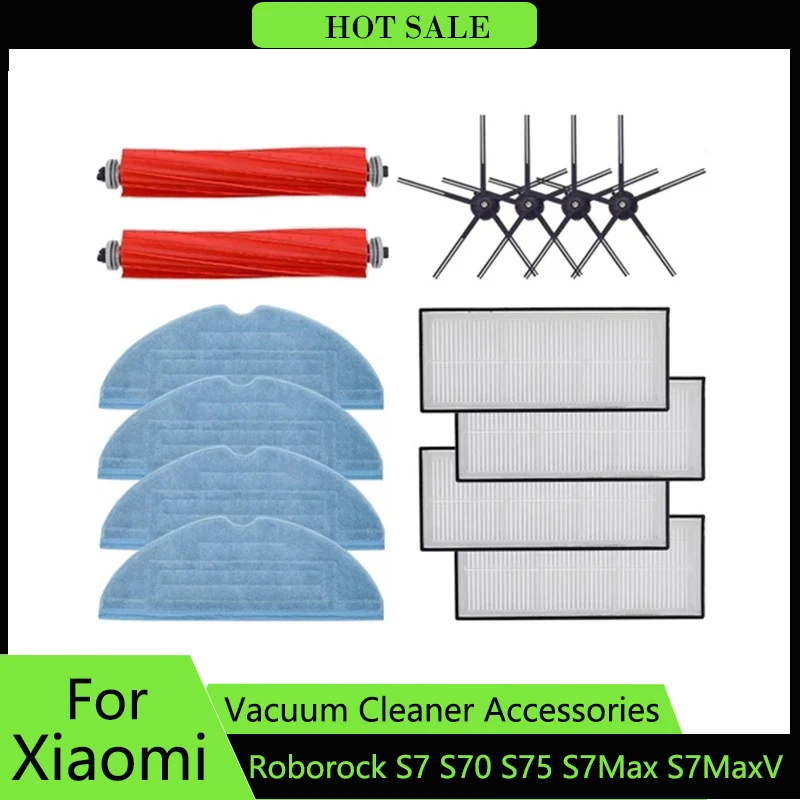 Accessories For XiaoMi Roborock S7 S70 S75 S7Max S7MaxV Main Roll Brush Mop Rag Hepa Filter Side Brush Vacuum Cleaner Spare Part