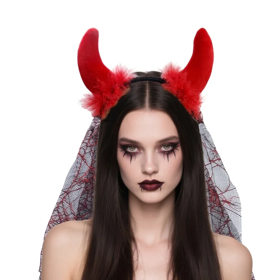 6pcs Halloween Headband Day of The Dead Rose Flower Headpiece Bride Floral Crown Costume Cosplay Halloween Party Large Head Band