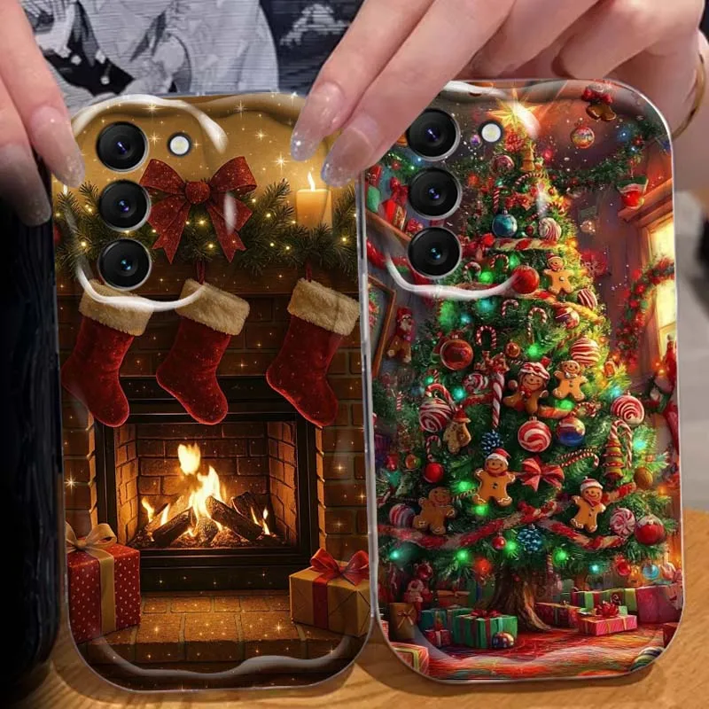 

Christmas Tree Socks Art Gift For Samsung S25 S24 S23 S22 S21 S20 A04 A05s A05 A06 Ultra Plus FE 5G Wave Oil Phone Case