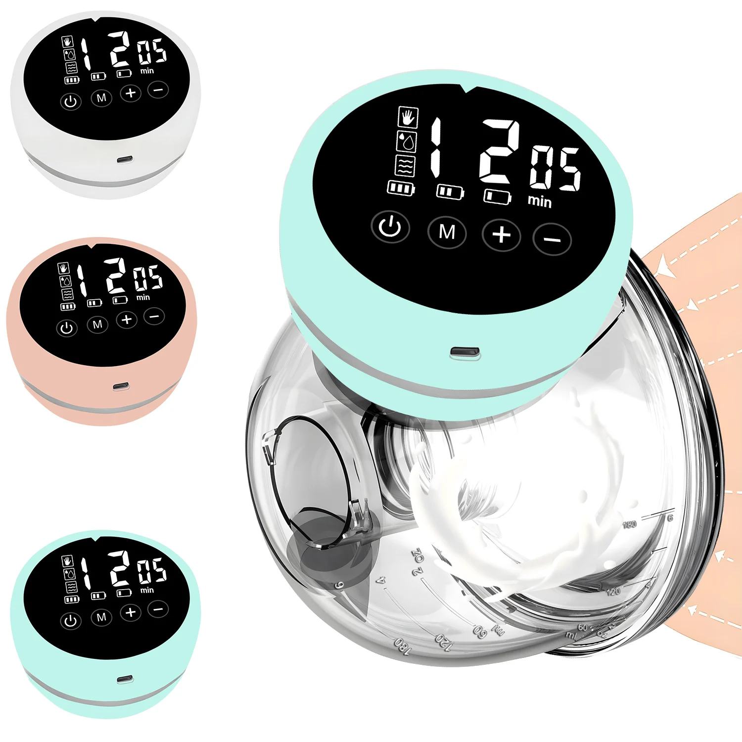Wearable Breast Pump Electric 3 Modes Smart USB Charge Milk Collectors Portable Breast Milk Pump Machine