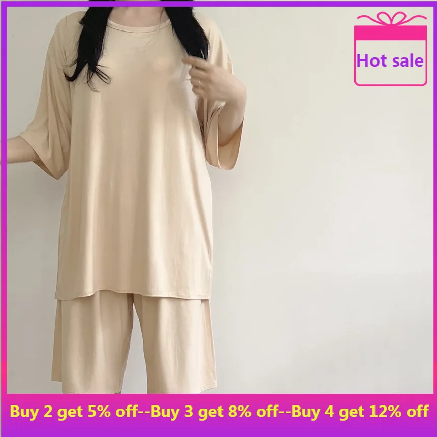 Korean version of women's home wear girls casual pajamas fashion skin friendly pajamas women set family home wear