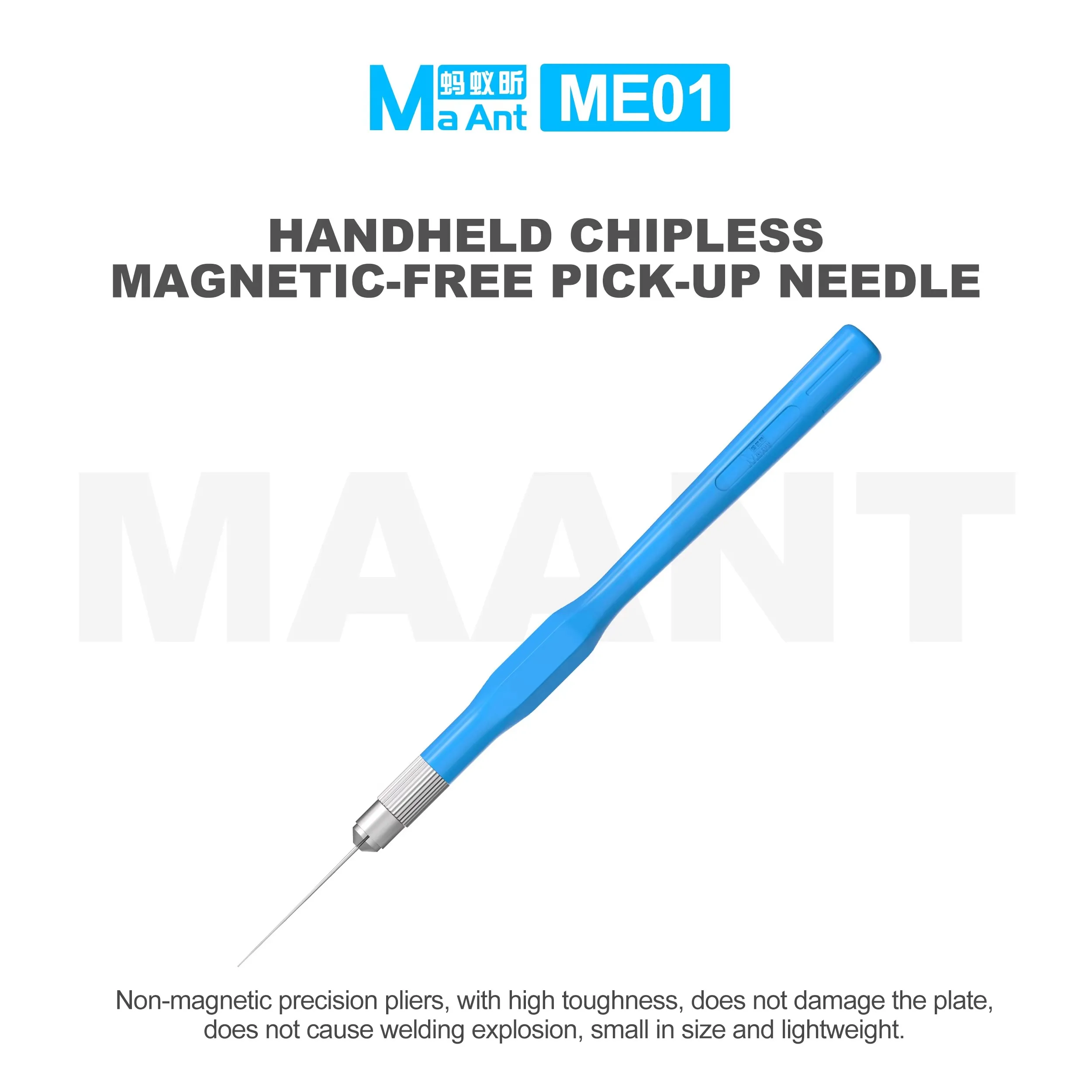 MaAnt ME01 Non Magnetic Precision Pick Up Needle High Toughness No Board Damage No Weld Explosion for Chip CPU IC Removal Repair
