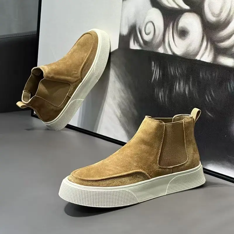 

2025 Spring and autumn casual men's shoes, one-foot elastic, high-top, anti-slip, wear-resistant and breathable board shoes