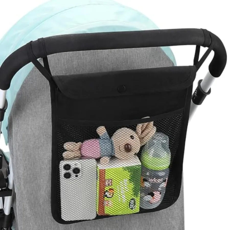 

Universal Stroller Organizer, Mesh Bag Fits for Uppababy, Nuna, Britax, Doona Strollers, Non-Slip Adjustable Stroller Mesh Carg