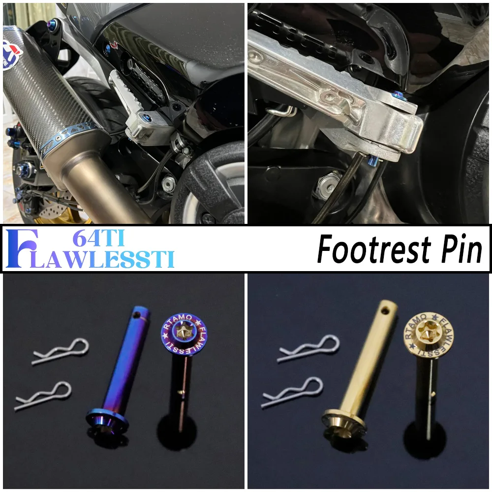 FLAWLESSTI M6x38 M8x38 Gr5 Titanium Pin Footrest Pin For Xmax 300 Tmax 560 Nmax 155 Aerox 155 Wave 125