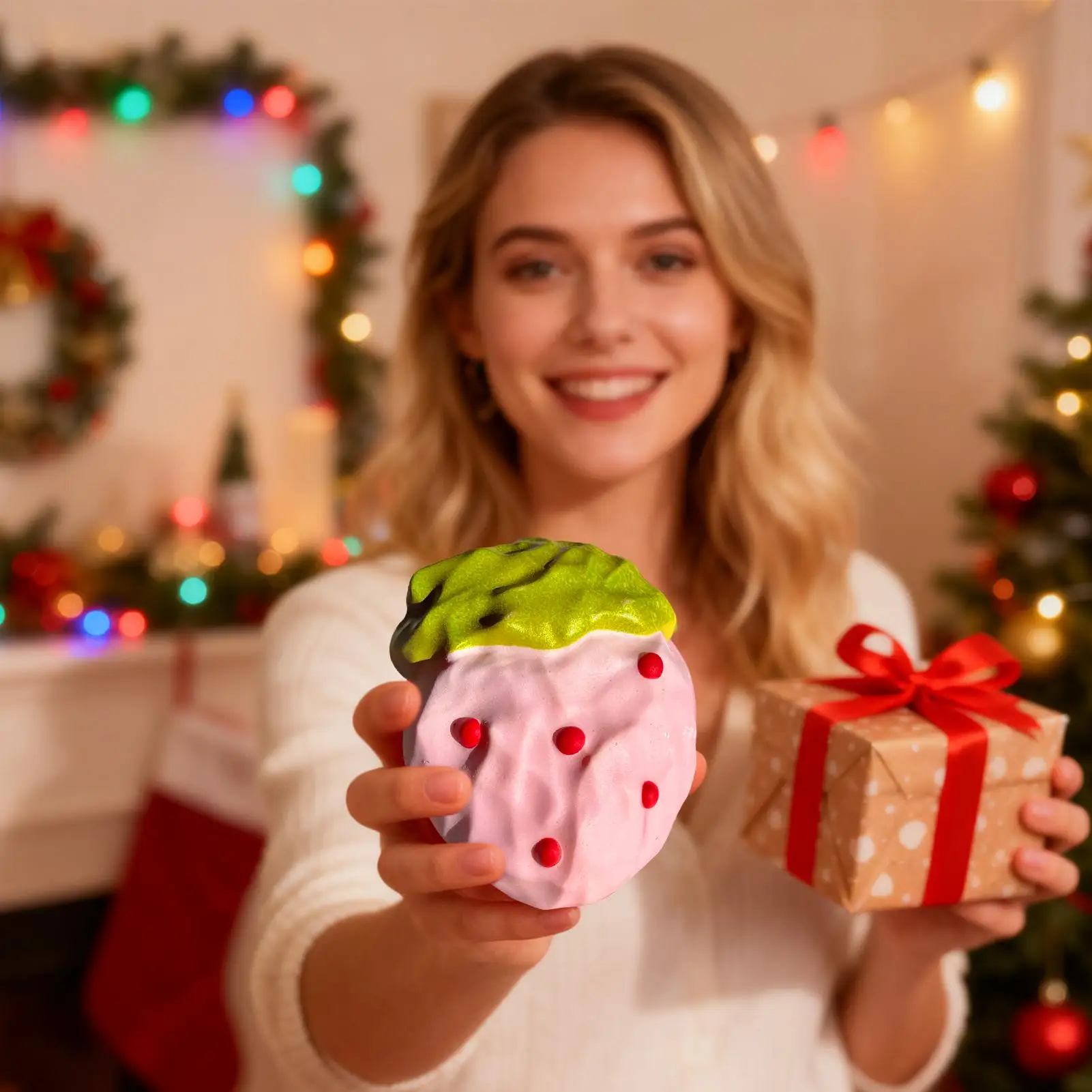 Brinquedo sensorial de apertar, não pegajoso, elástico, morango, brinquedos para adultos, adolescentes, crianças, mulheres, homens, meninos, meninas, feriado de aniversário