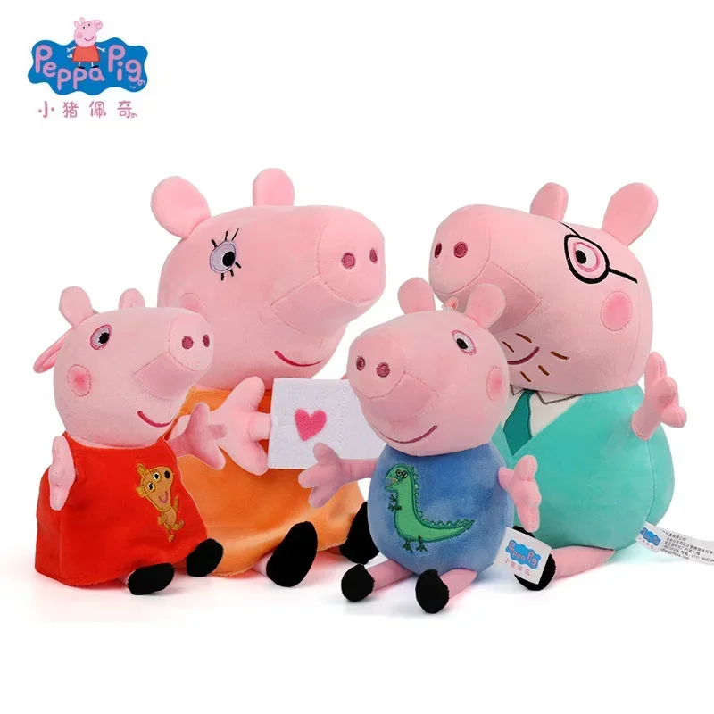 Original Peppa Pig Family Party Set Daddy Mommy George 19-30cm Cute Animal Stuffed Plush Doll Room Decor Kids Gift