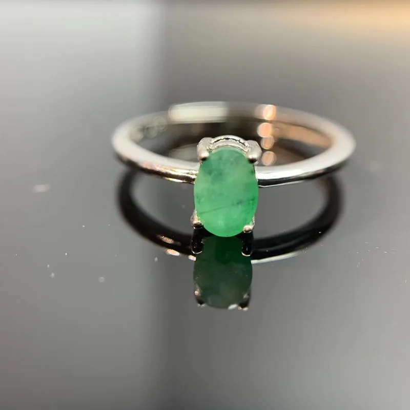 Natural Emerald Fashion Rings 925 Silver Women's Jewelry 4x6mm Gem Jewelry Finger Rings Wedding Party Gifts