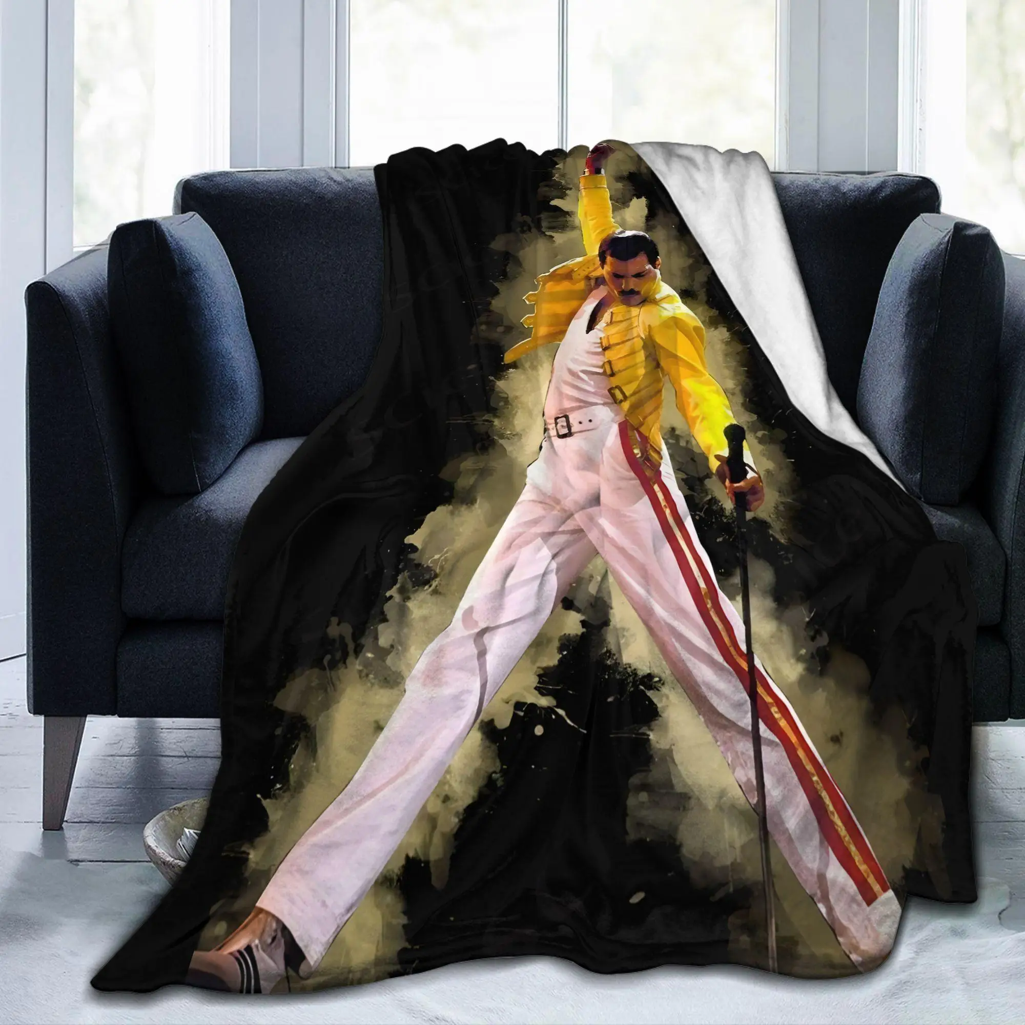Vintage Rock Singer Q-Queen F-Freddie M-Mercury Blanket Bedspread on the Bed Blankets Home and Decoration Throw Sofa Throws Knee