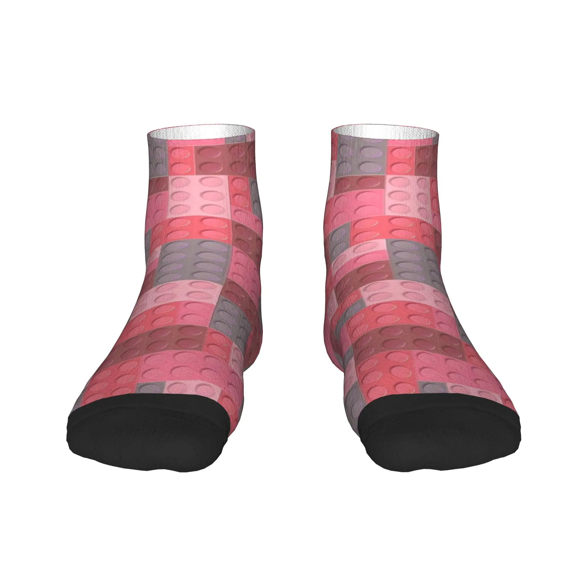 Building Blocks Gray And Pink Ankle Socks Fashion Soft Casual Socks Summer Running Design Anti Bacterial Sock For Couple Gift