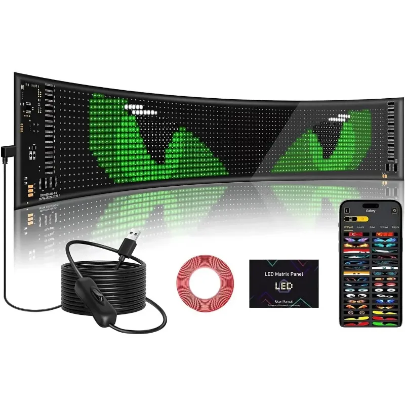 

LED Devil Eyes Light For Cars 23x4.7in Scrolling LED Display For Car Windows & Festivals Smart Control LED Display Car Pixel