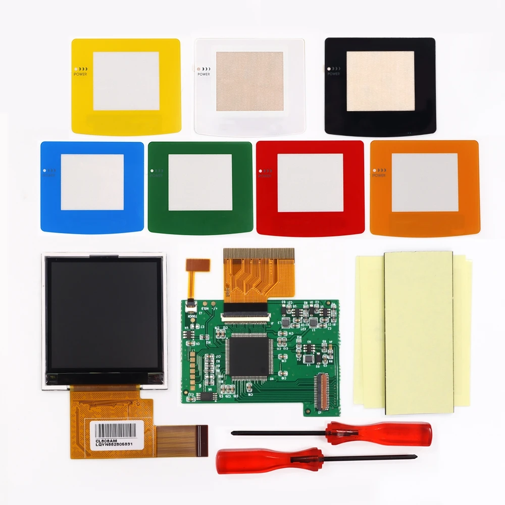 

Комплект экрана Hispeedido 2.2 дюйма с высокой яркостью и подсветкой, IPS LCD, с различными линзами для Game Boy Color