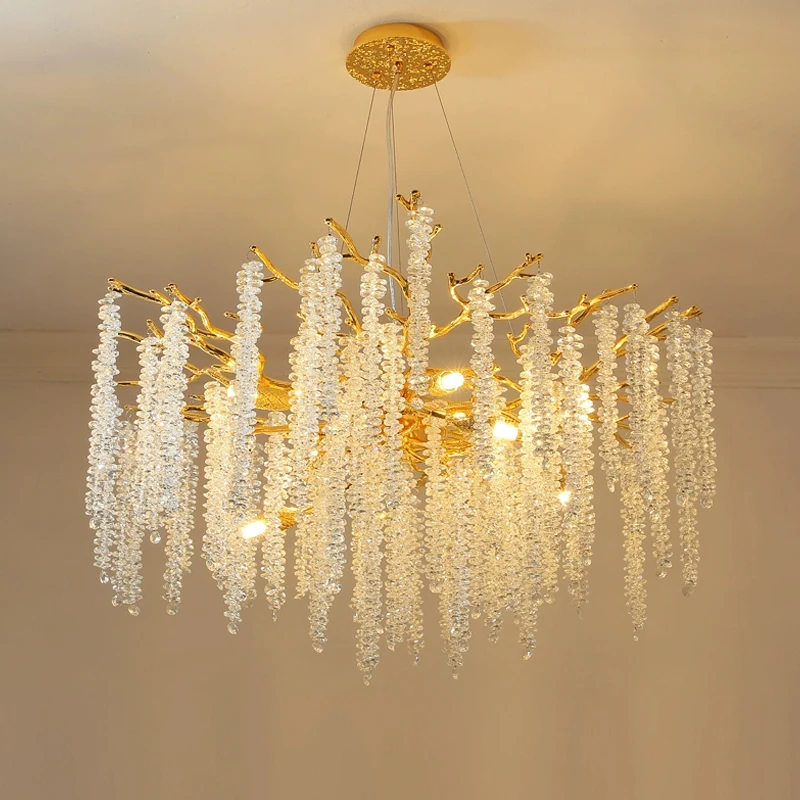 Imagem -05 - Lustre de Teto de Cristal Luxuoso Moderno Sala de Jantar Quarto Luminária Pendente de Cristal Decoração de Casa Luminária Suspensa