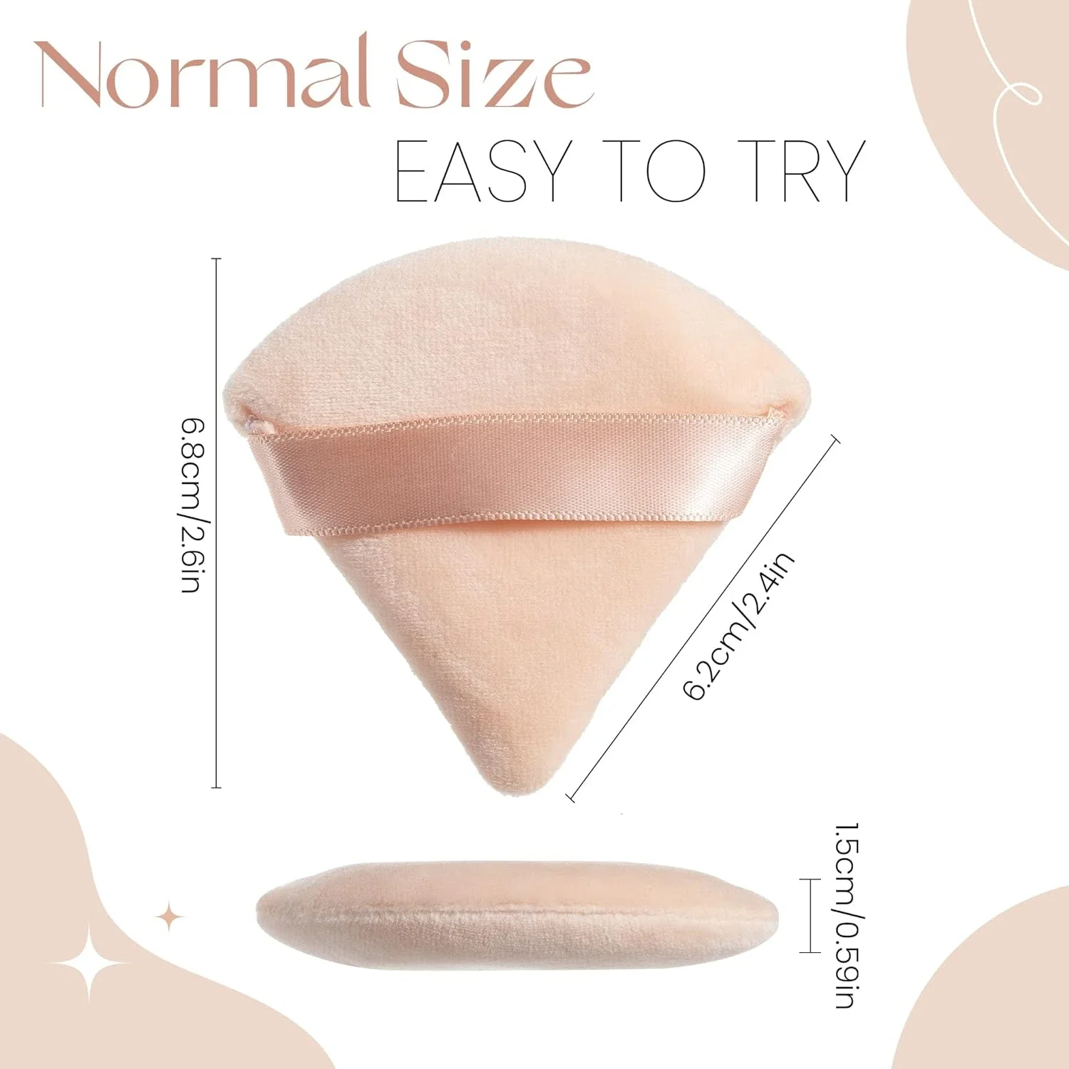 Essential Soft Luxurious Cotton Velvet Makeup Puffs - Set of 6 for Flawless Application, Perfect for Hard-to-Reach Areas, Contou