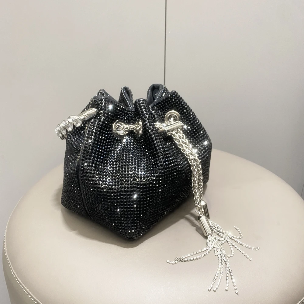 Handle Rhinestones Evening Clutch Bag Purses And Handbag Luxury Designer Shoulder Bag Shiny Crystal Clutch Purse Bucket Bags