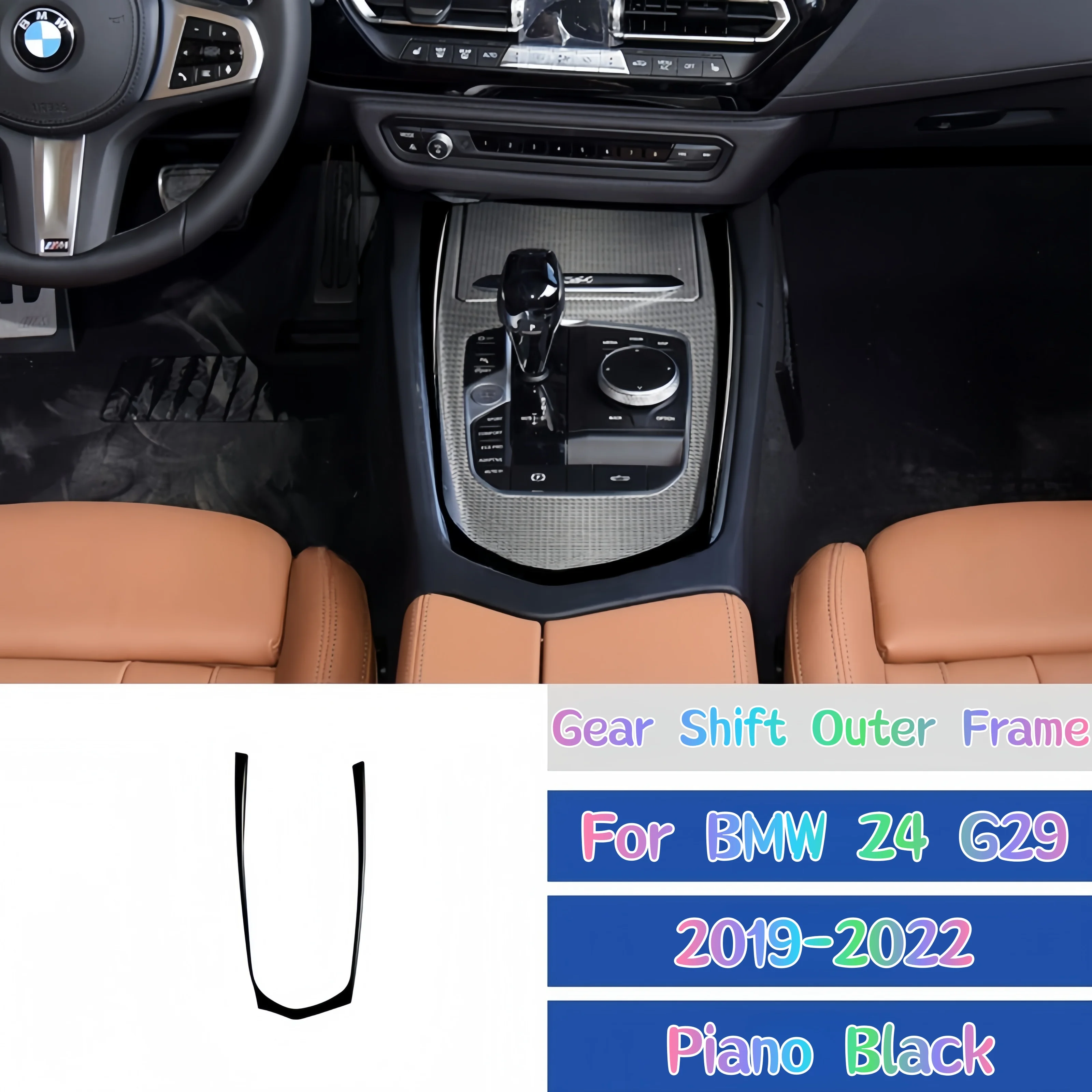 For BMW Z4 G29 2019-2022 Piano Black Car Central Gear Shift Panel Outer Frame Trim Cover Decoration Sticker Interior Accessories