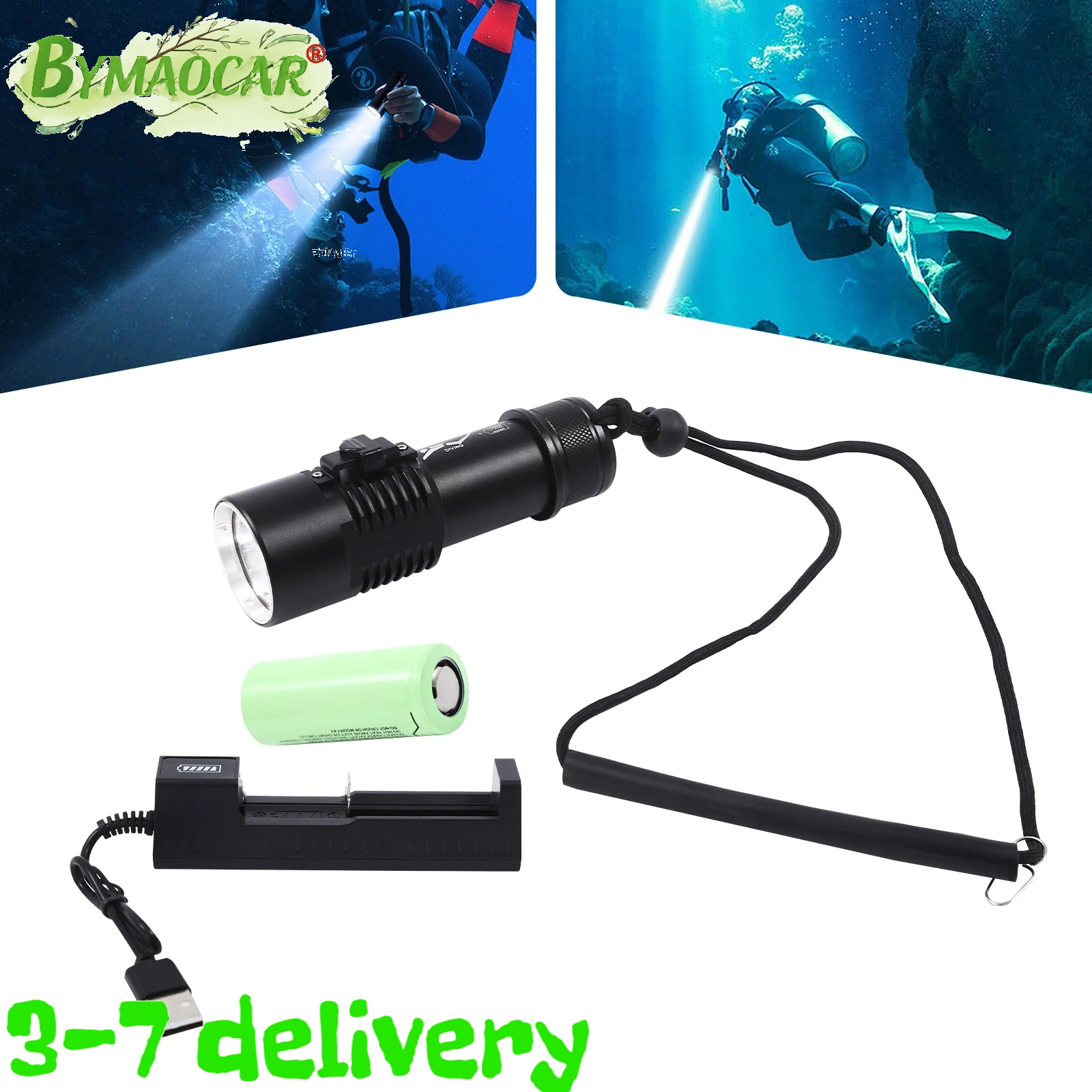 

Submarine Diving Light XP-020, White Single Light, 22.2W P70 LED 7000K 400 Lumens, IP88 Waterproof 100M, Magnetic Switch, Aluminum Alloy, 5000mAh Battery & Universal Charger Included, Heat Dissipation, Penetrates Murky Water, for Diving, Camping, Trekking