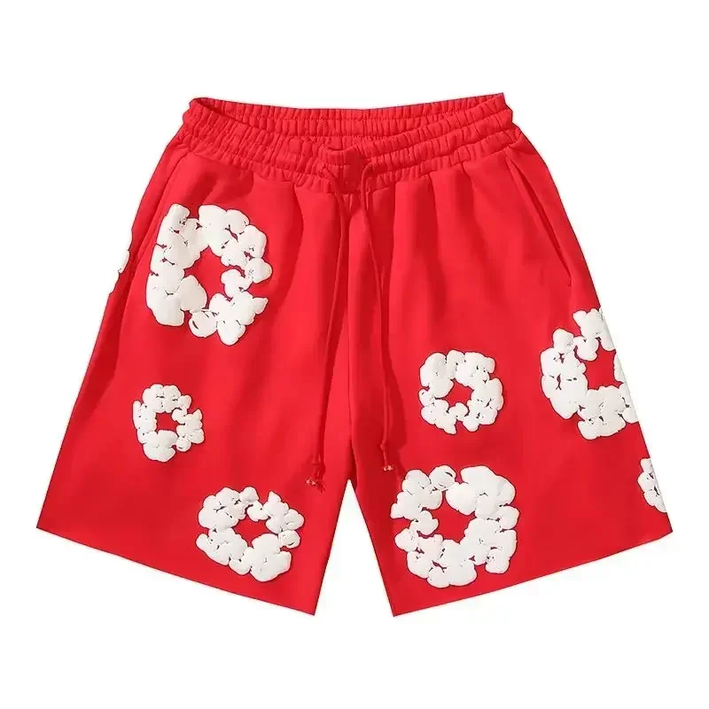 American Fashion Brand Cotton Foam Printed Shorts For Couples Unisex Loose Oversized Summer men Casual Half Pants