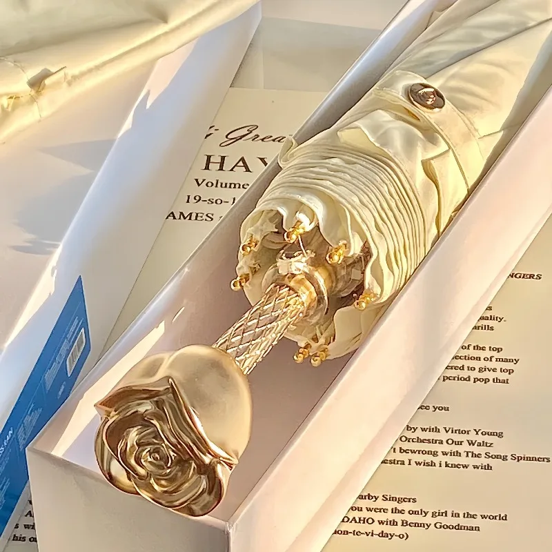 High-end luxury rose handle umbrella, high-value weather and rain, high-end umbrella