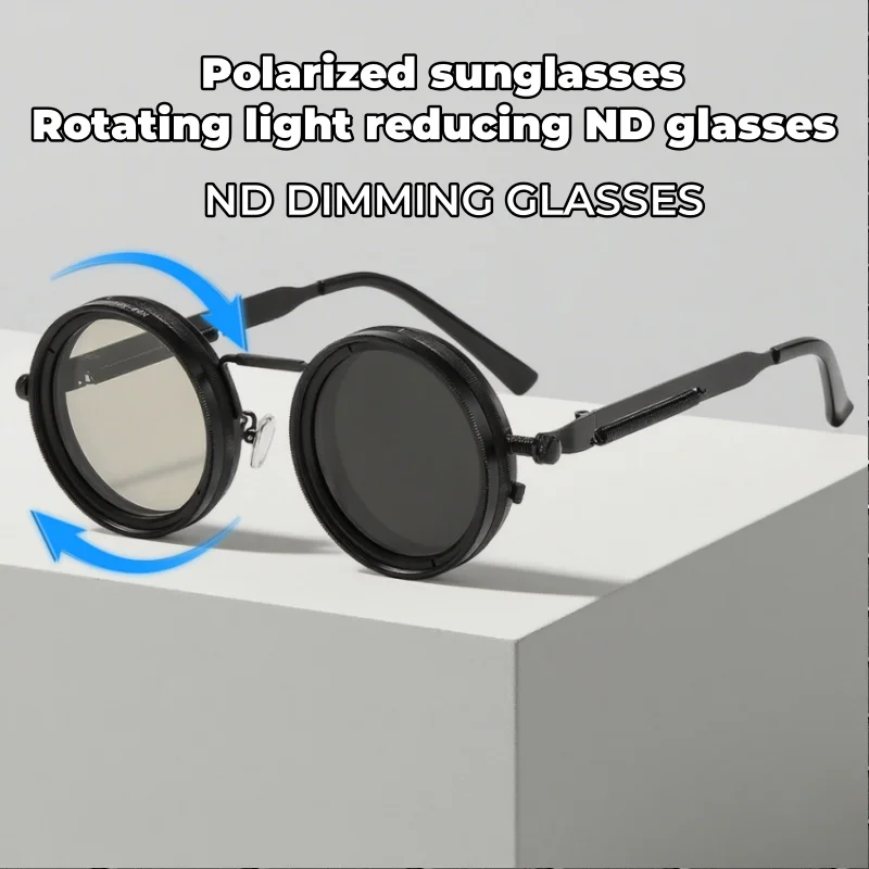 

2025 New ND Rotating Adjustable Brightness Light Reducing Sunglasses Personalized Double Polarized Anti-Glare Fishing Glasses