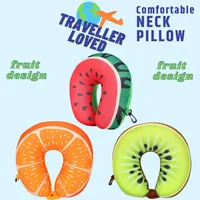 U-shaped Travel Portable Fruit Pillow Car Air Flight Office Soft Neck Pillow Short Plush Cover Support Headrest Sleeping Cushion