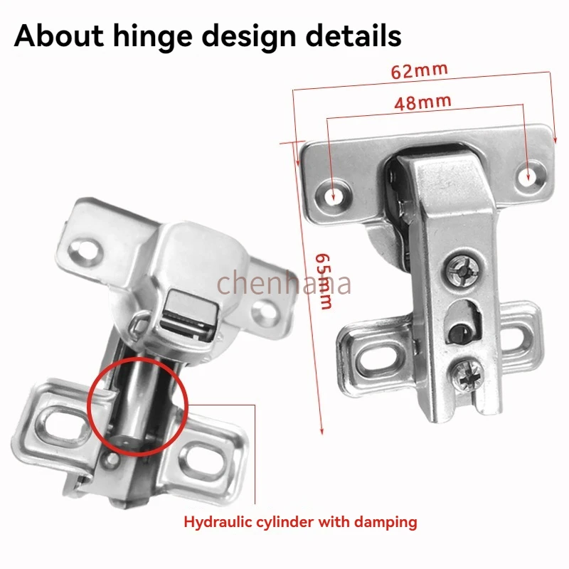 180-Degree Short-Arm Swing Door Hinge, Damping Hydraulic Buffer 90-Degree Flush Cabinet Door Pipe Hinge