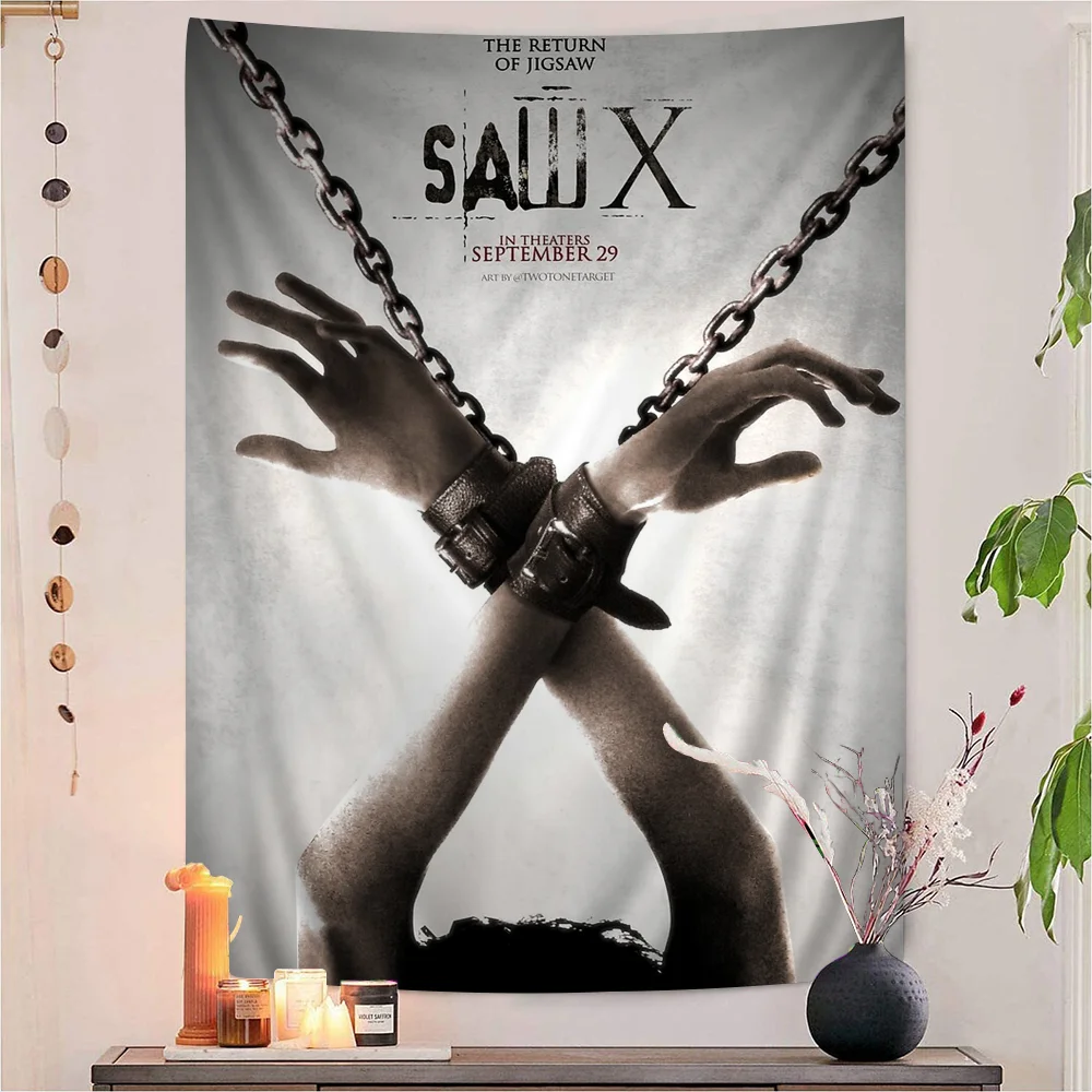 

Classic Movie Saw X Tapestry Anime Tapestry Hanging Tarot Hippie Wall Rugs Dorm Wall Hanging Sheets