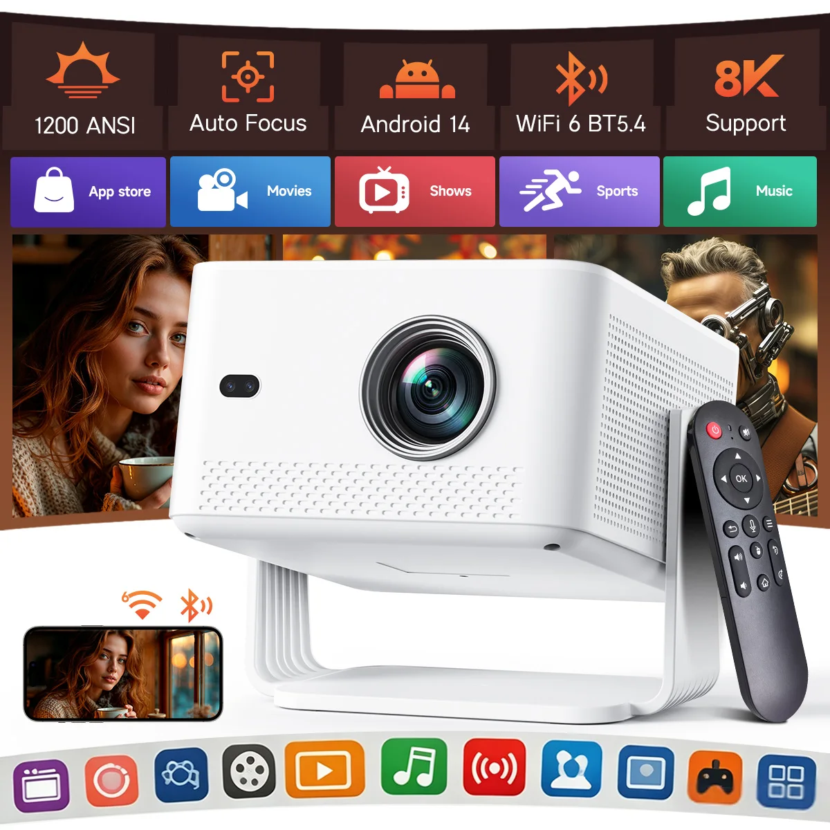 Magcubic M800 8K Beamer 1200 Ansi LED Native 1080P Projektor Android 14 Beam Wifi6 Sprachsteuerung Upgrade HY450MAX – Detail 1