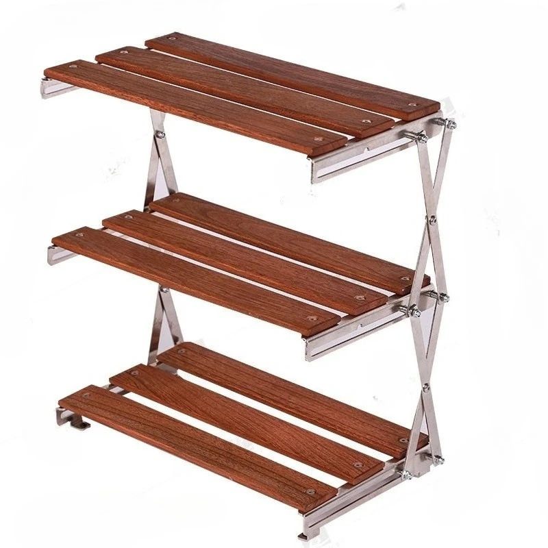 

Shelf, desktop sundries, digital water cup, coffee cup storage rack, foldable multi-layer portable wooden frame