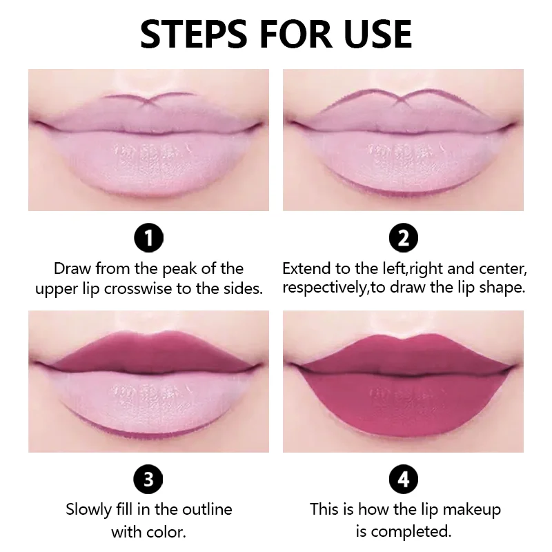 Delineador labial fosco, bastão longo, suave e durável, maquiagem fácil de aplicar, contorno perfeito e enchimento para todos os tipos de pele
