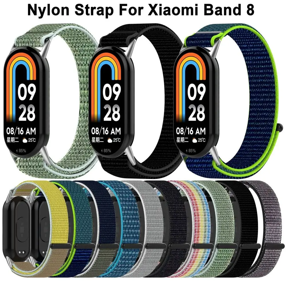 Watchband for Xiaomi Mi Band 8 New Nylon Loop Strap Adjustable Replacement Bracelet Sport Wristband Accessories For Miband 8