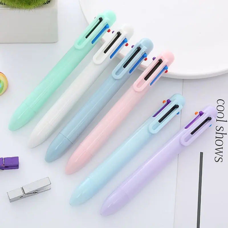 6 Piece Stationery 6 Color Macaron Pens Multicolor Ballpoint Pen Multifunction Creative Kids Pen