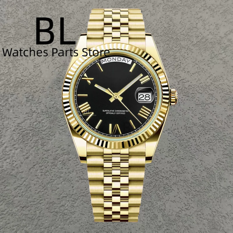 BLIGER Luxe CustomLogo Two Tone Rose Gold DD36DD40 Herenhorloges Miyota8285 Mechanische Horloges Saffierspiegel Waterdicht