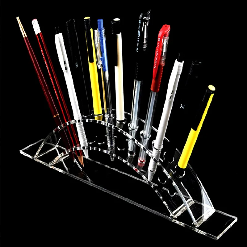 Acrylic pen holder pen display stand with multi-hole and large-capacity bridge-shaped plastic storage holder