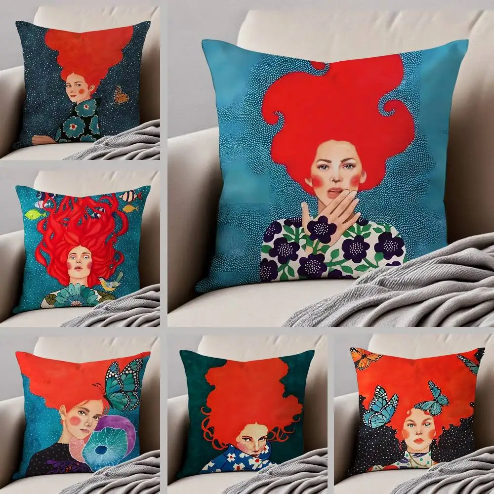 H-Hulya O-Ozdemir ART Kissenbezug, Anti-Dustmite-Kissenbezug, unsichtbarer Reißverschluss, seidiger kurzer Plüsch-Sofa-Kissenbezug