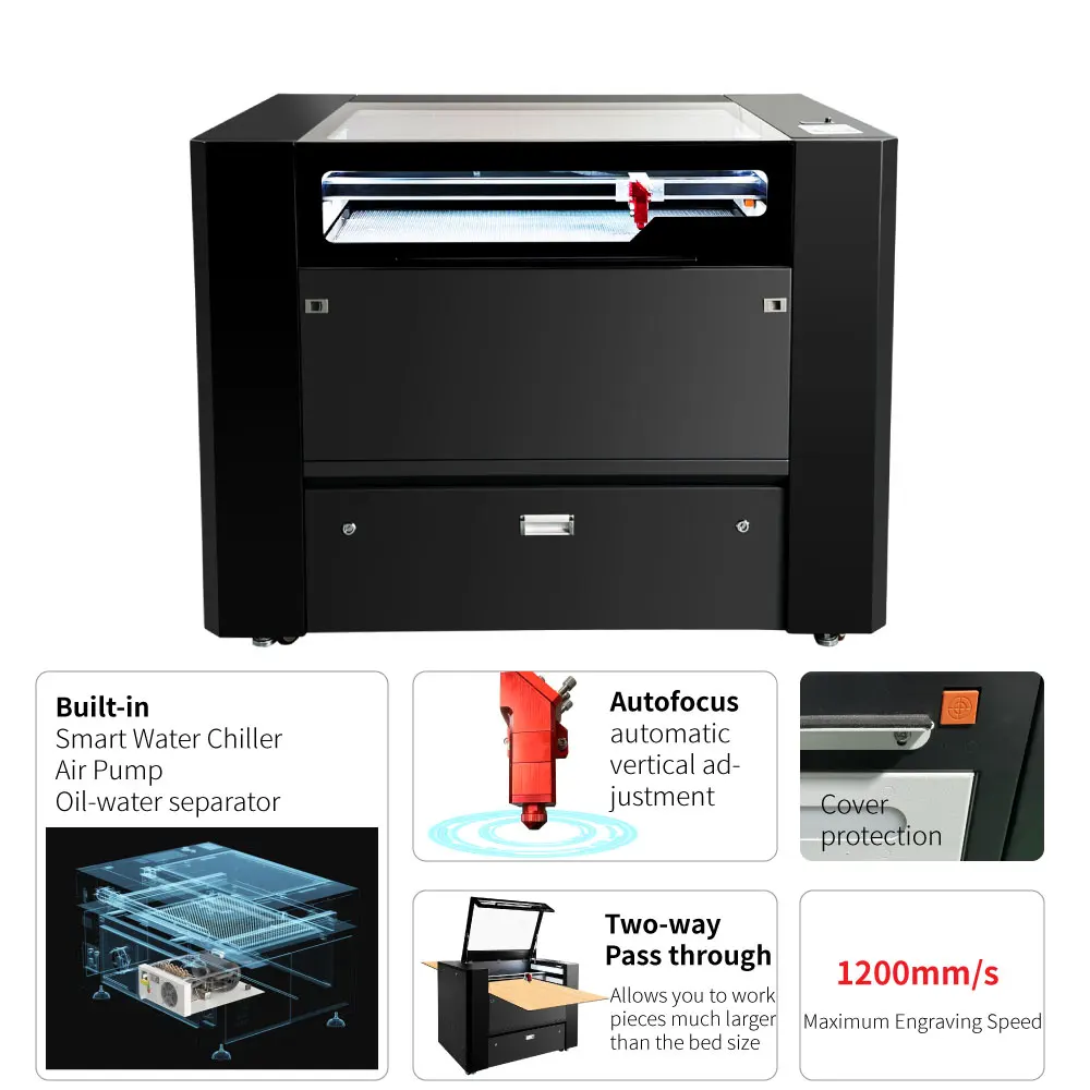 Kindlelaser Ruby 100W 6090 9060 macchina da taglio CNC Laser CO2 con sistema di sollevamento automatico Ruida refrigeratore d'acqua acrilico