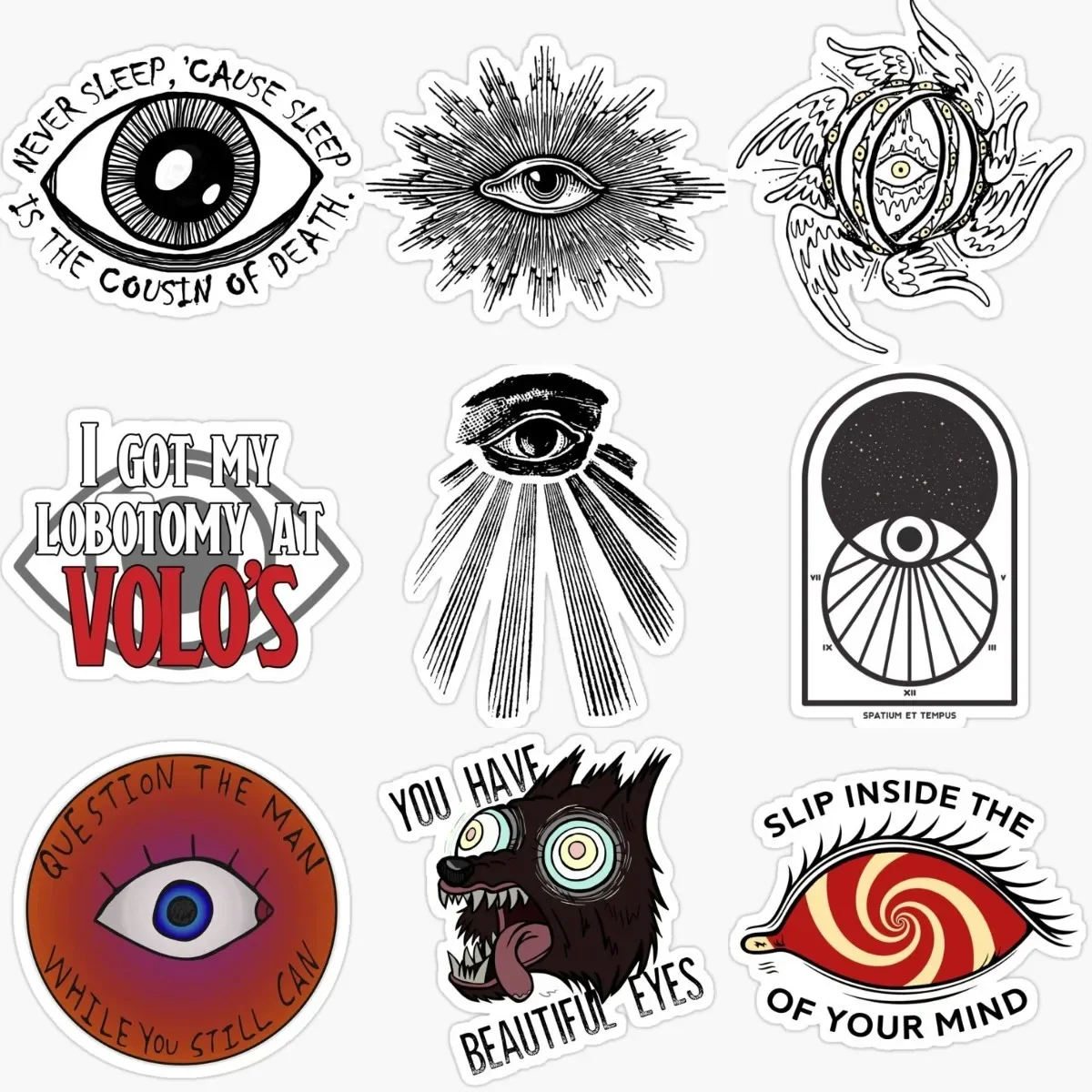 

Eye Creative Personalized PVC Waterproof Stickers Accessories for Decorate Car Wall Van Fridge Helmet Camper Bumper Table