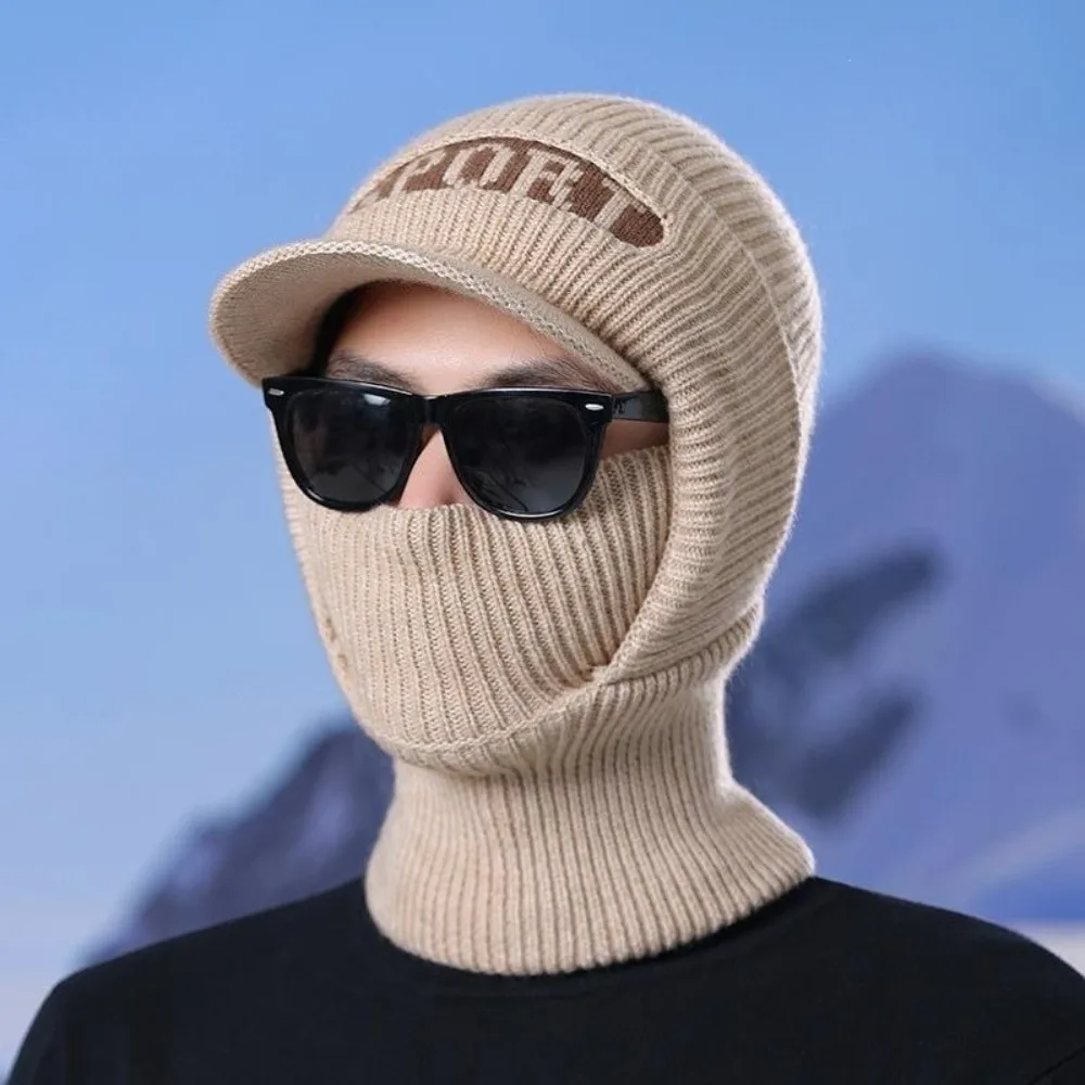Fleece Lined Fleece Lined Balaclava Thick Thermal Neck Cover Winter Beanie Hat Ear Cover Brim Design Thermal Ski Hat