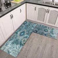 Cotton Kitchen Mat Set Blue Bohemia Kitchen Rug Living Room Bedroom Balcony Home Decoration Carpet