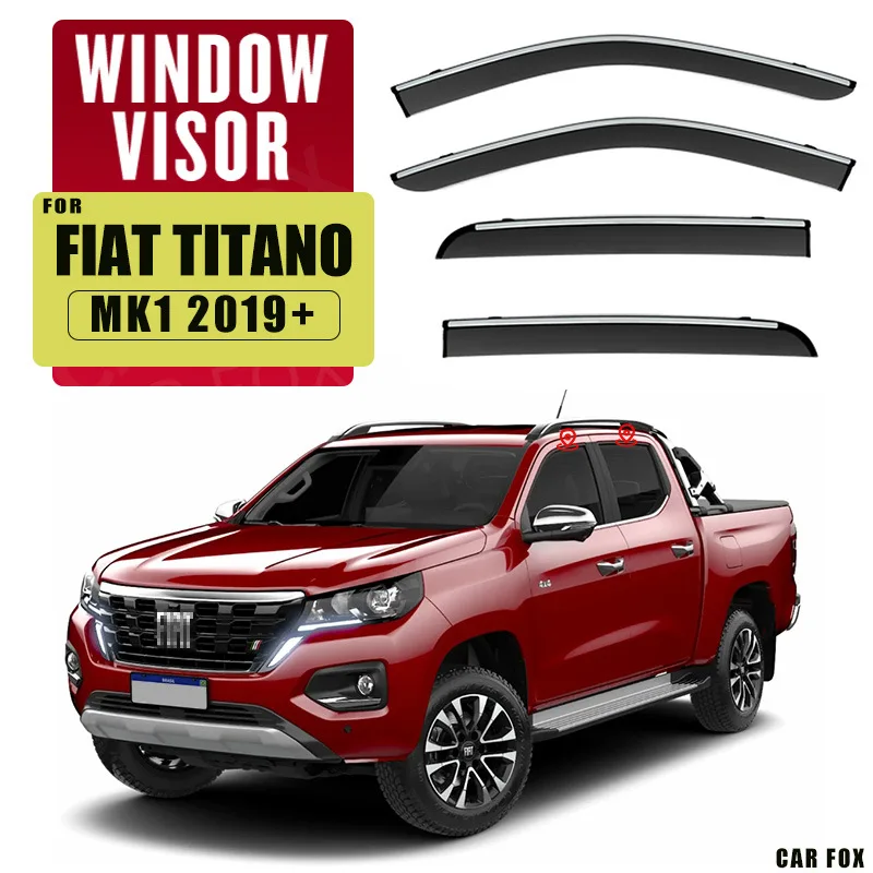 

For FIAT Titano Pickup 2019+ Car Window Visor Awning Shelters Windshield Side Window Rain Sun Shade Auto Accessories